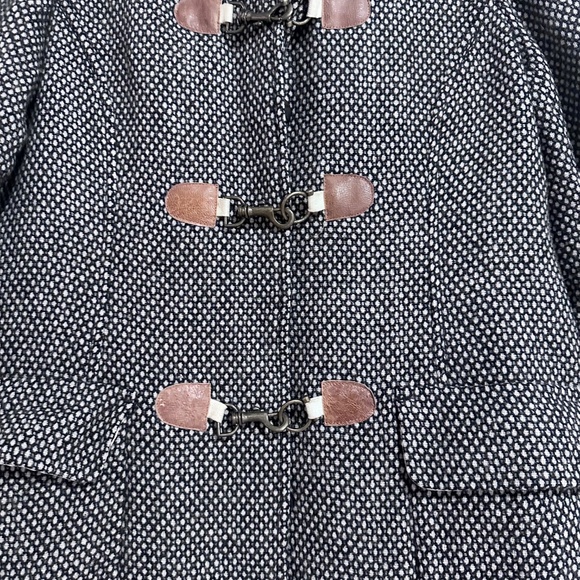 Trosiata Hooded Wool Jacket - Handcrafted Black & White Size M - Picture 4 of 5